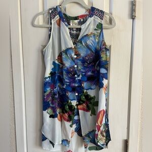 Fig and Flower Multicolor Long Patterned Tunic Top